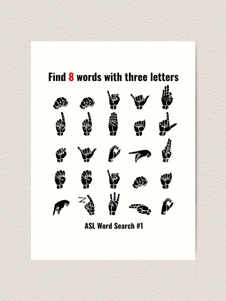  Sign Language Word Search Puzzle 2 ASL Sign Language Design Art Print By AbleLingo Redbubble