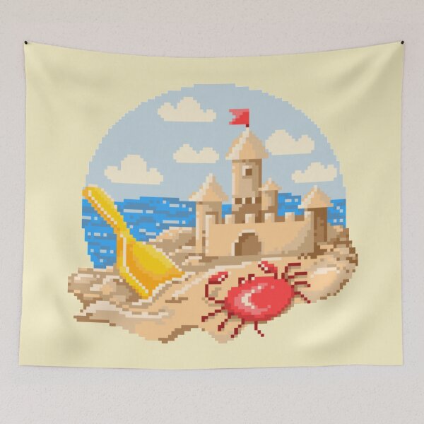 Item preview, Pixelated Sandcastle and crab designed and sold by HopeDetour.