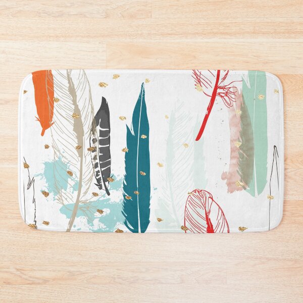 Item preview, Feathers Orange/Teal+Faux Gold Specks designed and sold by PixDezines.