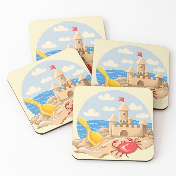 Item preview, Pixelated Sandcastle and crab designed and sold by HopeDetour.