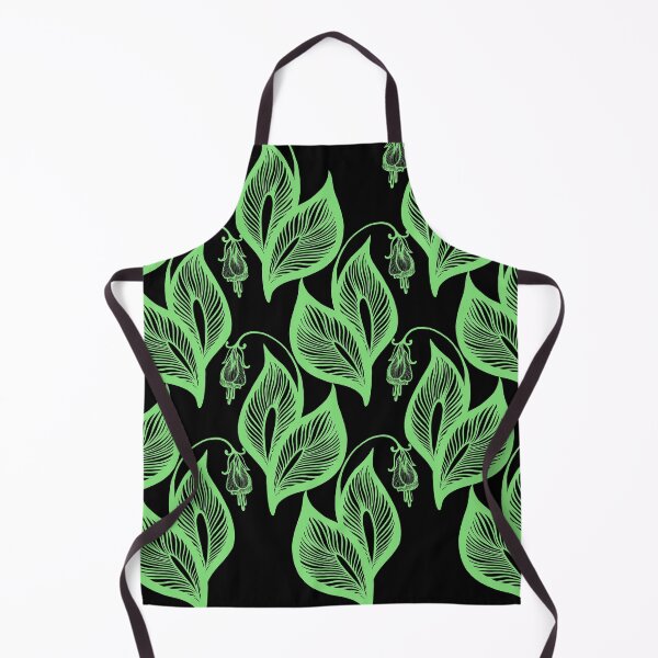Item preview, green leaf fine line pattern on dark green background designed and sold by MandalaFlowerArt.