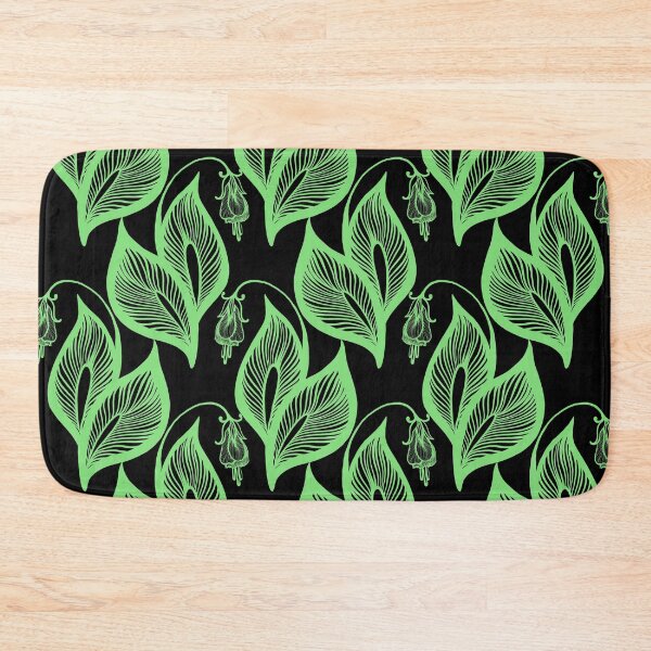 Item preview, green leaf fine line pattern on dark green background designed and sold by MandalaFlowerArt.