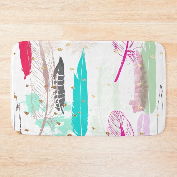 Item preview, Feathers Pink, Turquoise, Grey and Gold Specks designed and sold by PixDezines.