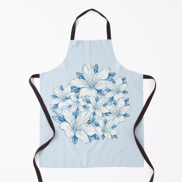 Item preview, handdrawn fine line blue and white flowers pattern designed and sold by MandalaFlowerArt.