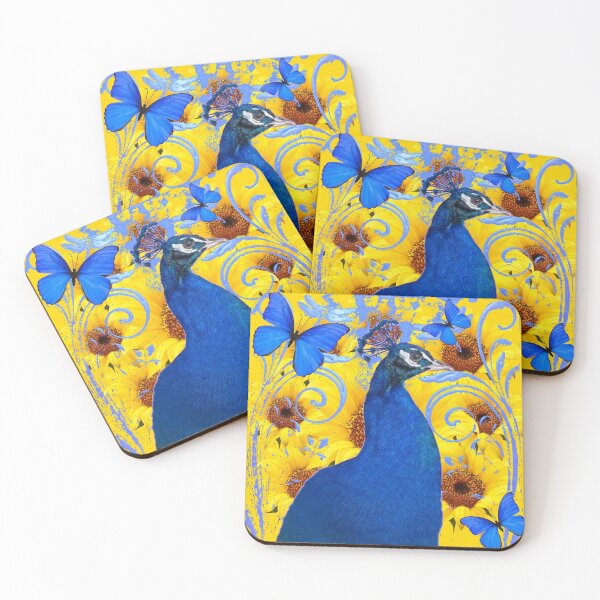 Item preview, BLUE PEACOCKS & BLUE BUTTERFLIES ABSTRACT designed and sold by sharlesart.