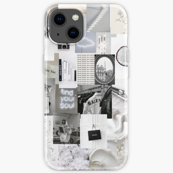 Weiße ästhetische Fotocollage iPhone Flexible Hülle