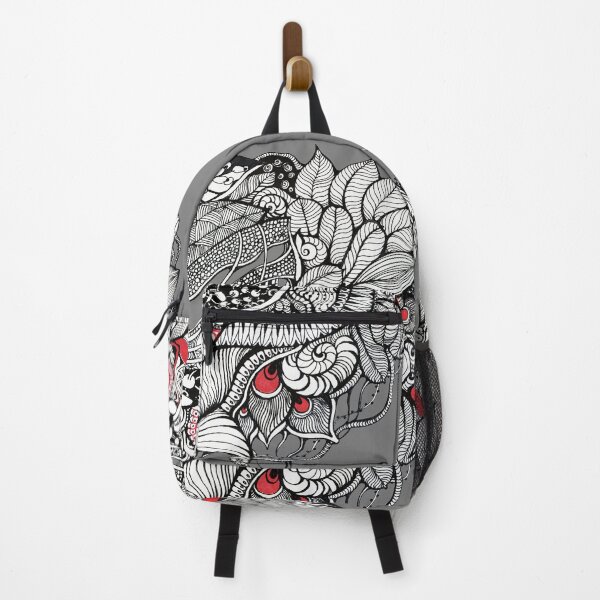 Item preview, hand drawn fine line black and red fantasy   designed and sold by MandalaFlowerArt.