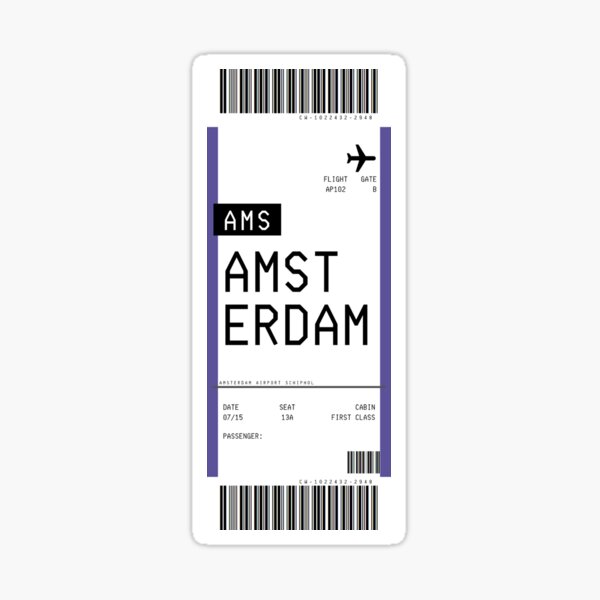 Amsterdam Boarding Pass Sticker