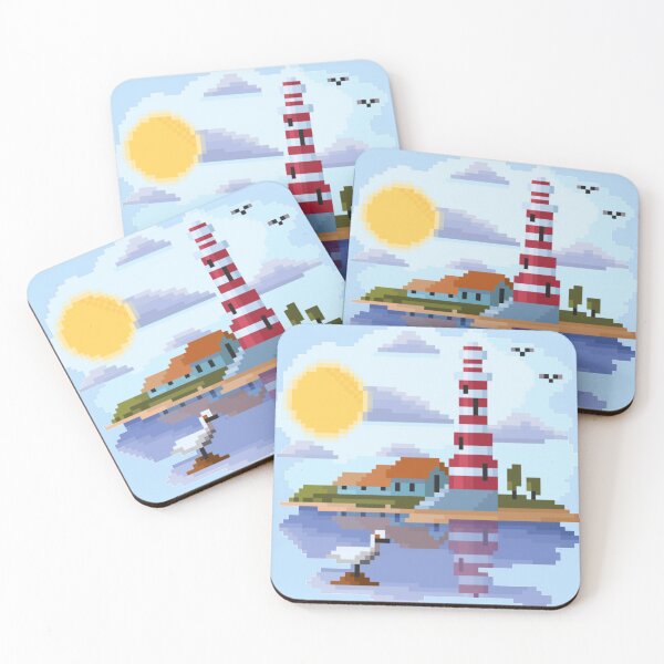 Item preview, Pixelated Lighthouse, Sun and Seagull designed and sold by HopeDetour.