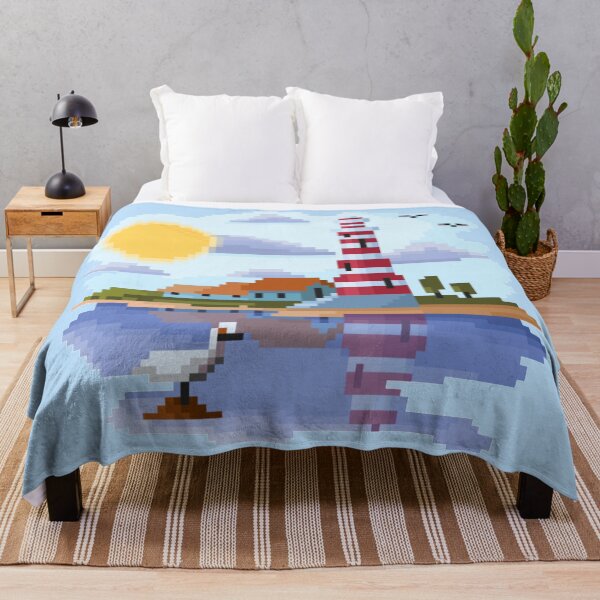 Item preview, Pixelated Lighthouse, Sun and Seagull designed and sold by HopeDetour.