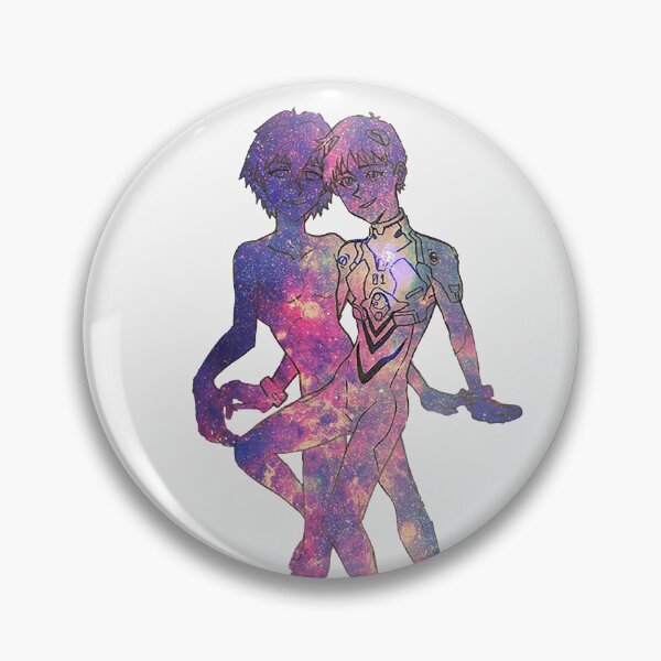Item preview, Shinji and Kaworu happy button designed and sold by angsty-angst.