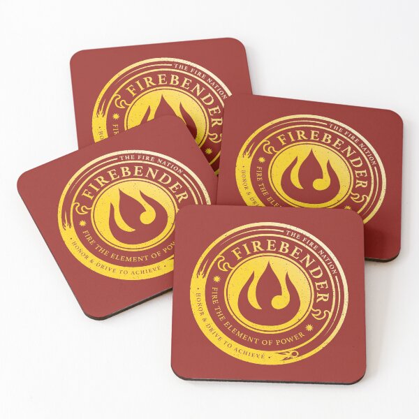 ATLA Firebender Symbol: Avatar-Inspired Design Coasters (Set of 4)