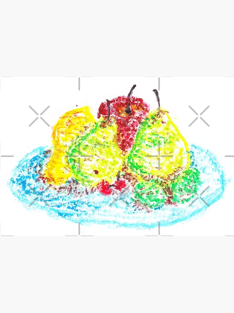 "Colorful fruit bowl (Oil pastel)" Poster by CreativityRoams Redbubble