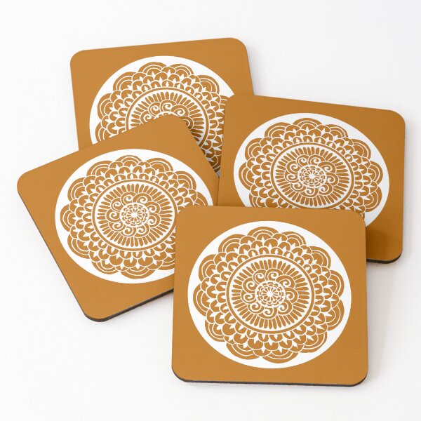 Item preview, Sunflower Sun Mandala White on Saffron designed and sold by ArtByDrax.