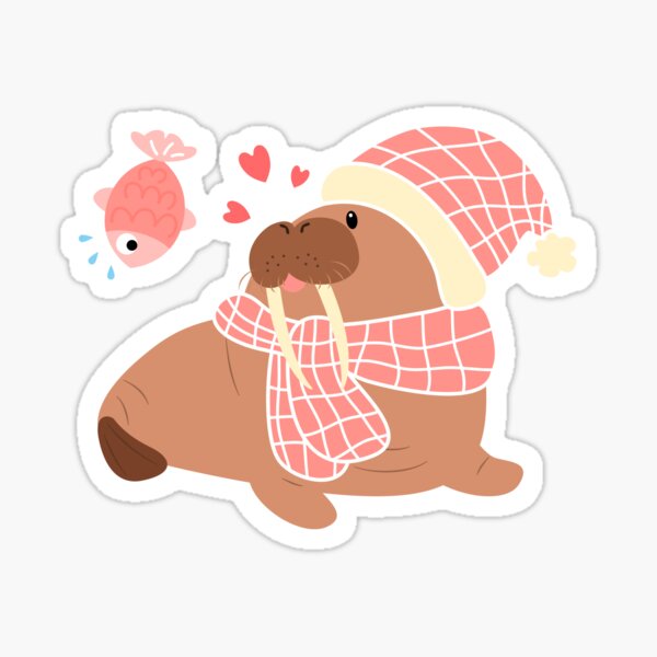 Item preview, Cute Walrus Loves Fish designed and sold by Lulupainting.