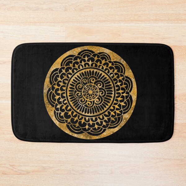 Item preview, Sunflower Sun Mandala Gold on Black designed and sold by ArtByDrax.