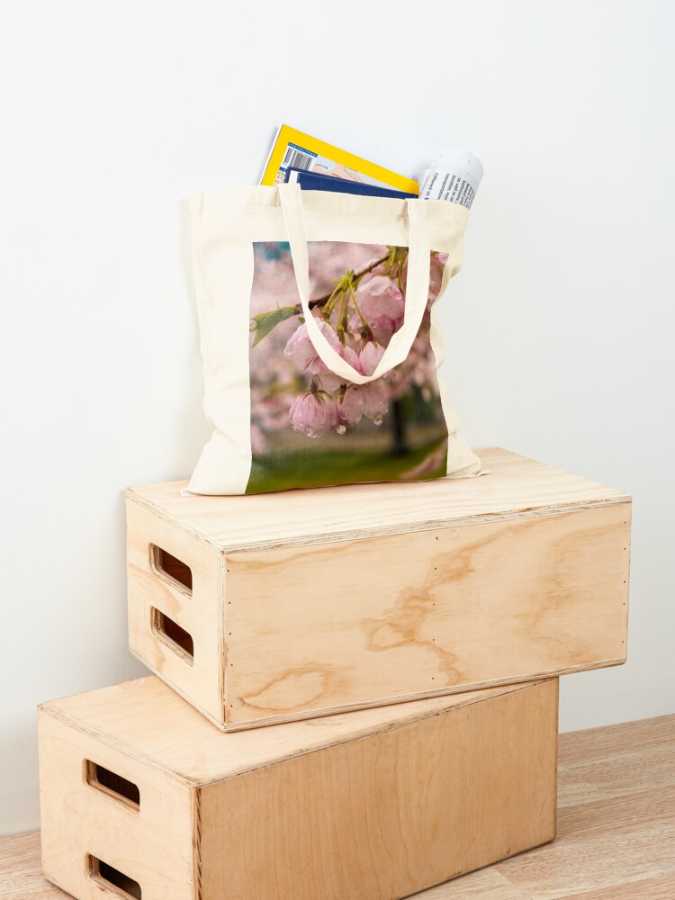Thumbnail 4 of 5, Tote Bag, Cherry Blossoms and Rain Drops designed and sold by raetucker.