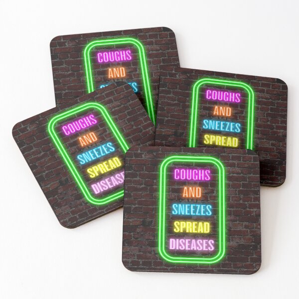 Item preview, Coughs and Sneezes warning neon sign designed and sold by BigTime.
