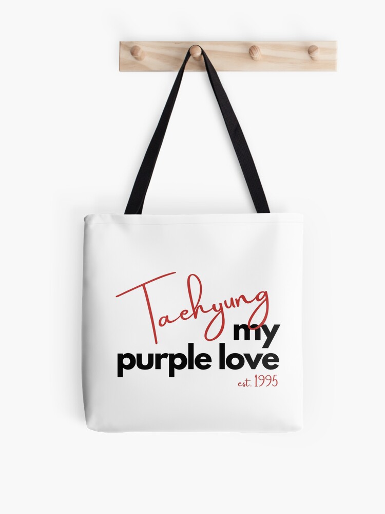 BTS V Kim Taehyung Purple Love Bias Design Black/Red Tote Bag for