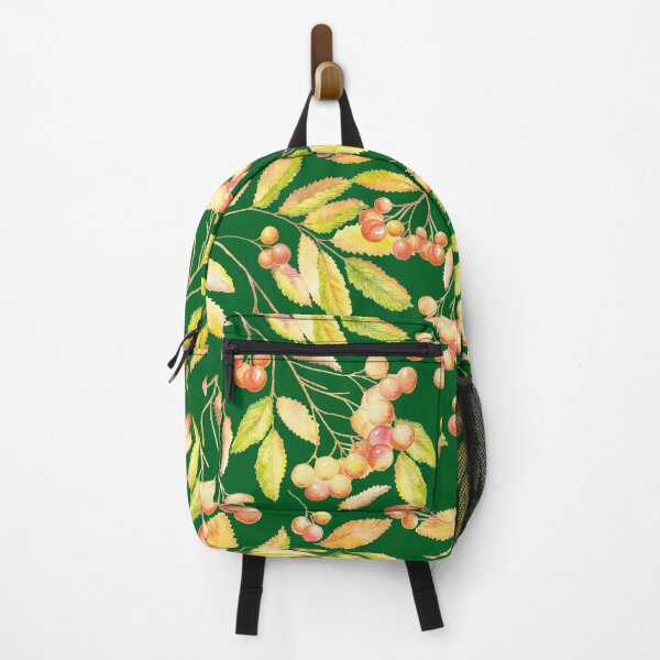 Item preview, Seamless pattern with rowan branches on a green background designed and sold by AsyaTury.