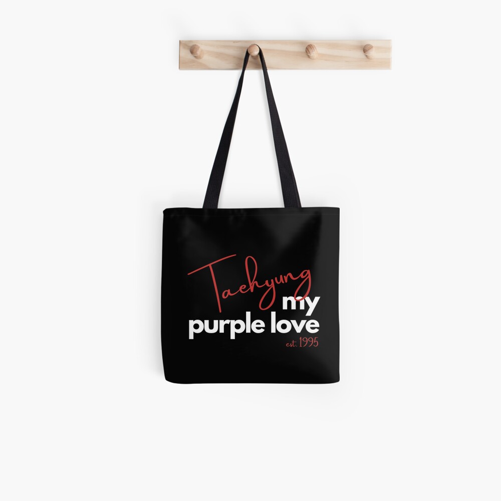 BTS V Kim Taehyung Purple Love Bias Design Black/Red Tote Bag for