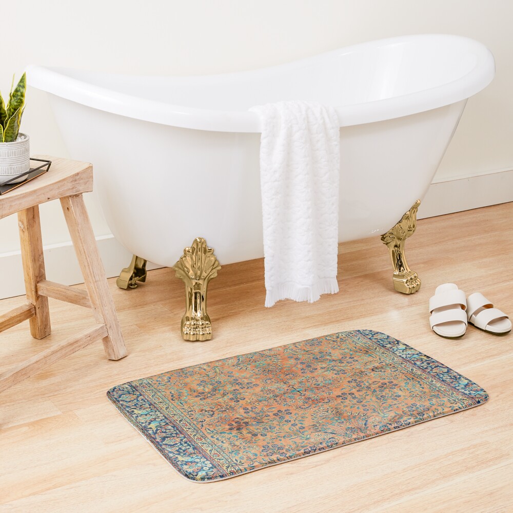 Manchester Kashan Floral Persian Carpet Print Bath Mat