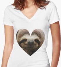 Sloth Love Women's Fitted V-Neck T-Shirt