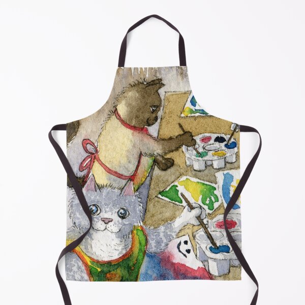 Item preview, Kittens in their aprons messing about with paint at kittie nursery school designed and sold by SusanAlisonArt.