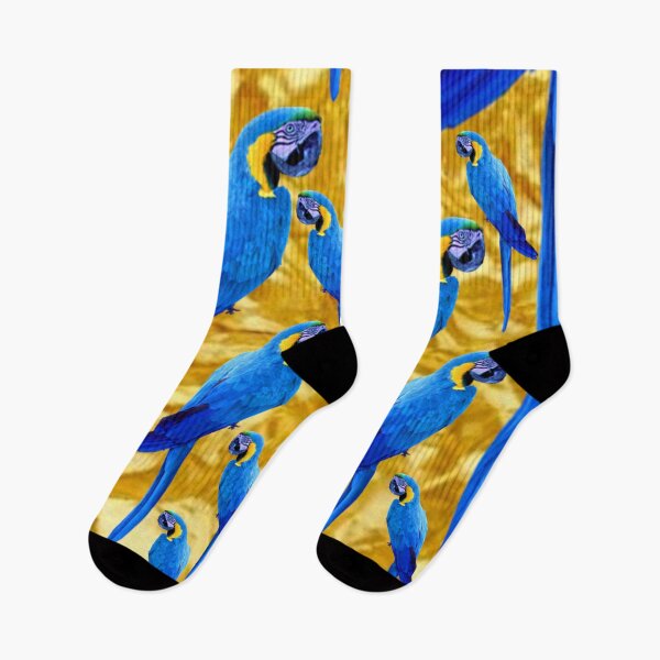 Item preview, PATTERNS OF BLUE MACAWS ON GOLD LEAF ART designed and sold by sharlesart.