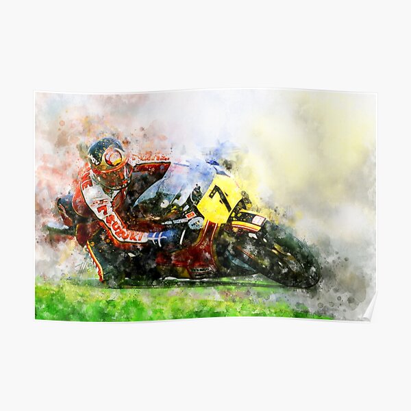 BARRY SHEENE LEGENDARY MOTOGP WORLD CHAMP ICONIC CANVAS ART A3 