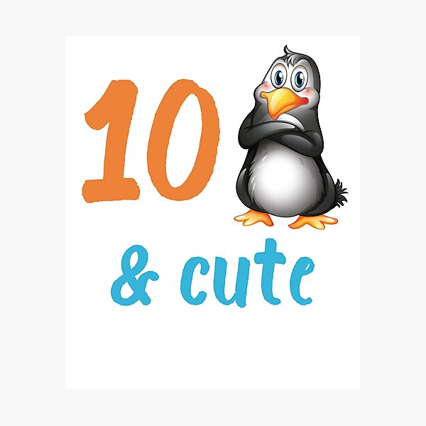 Item preview, Funny Penguin 10th Birthday Gift 10 Year Old Boys Girls Bday Party Outfit designed and sold by FunnySunny T-Shirts.