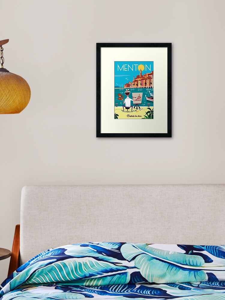 Thumbnail 2 of 7, Framed Art Print, Menton poster designed and sold by GAGodel.