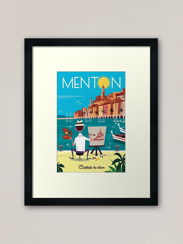 Thumbnail 1 of 7, Framed Art Print, Menton poster designed and sold by GAGodel.