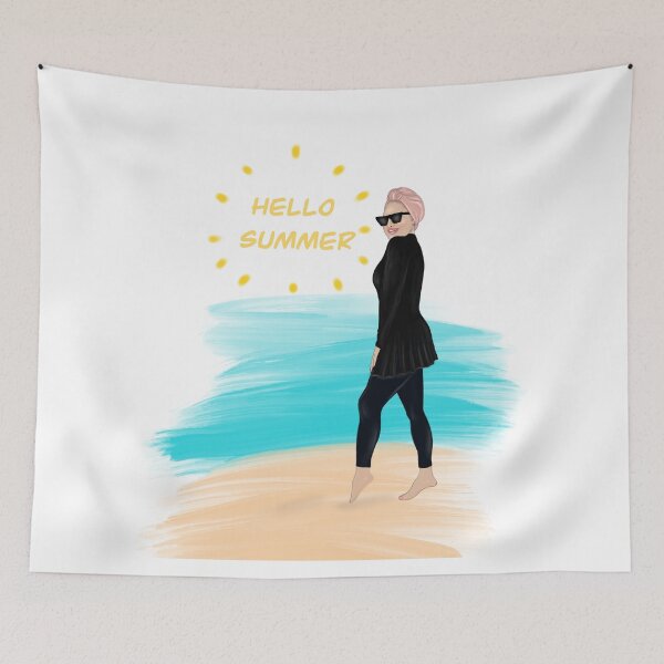 Item preview, Hello summer burkini hijab illustration designed and sold by Imanitasong.