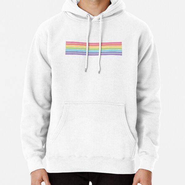 White hoodie hotsell with rainbow stripes