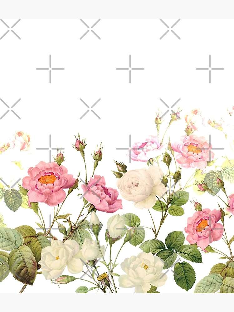 Pierre Joseph Redouté - Most beautiful pink rose flower meadow by UtArt
