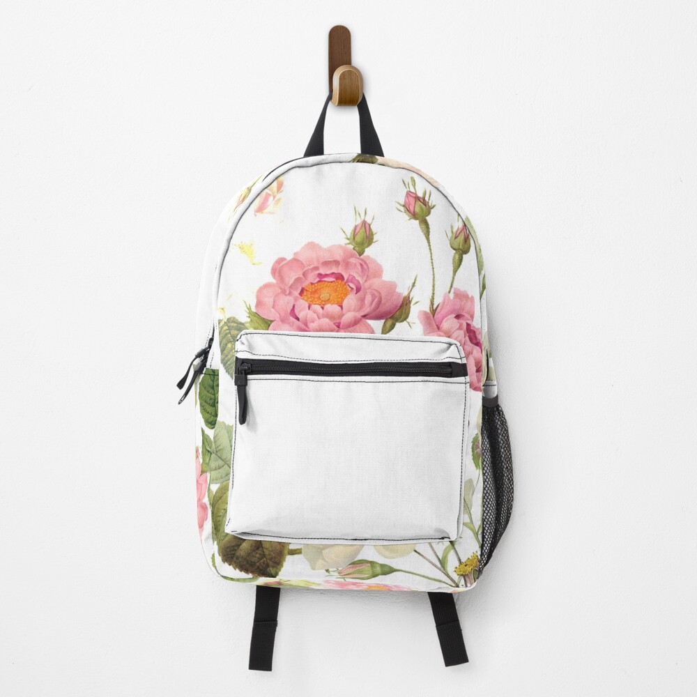 Pierre Joseph Redouté - Most beautiful pink rose flower meadow Backpack