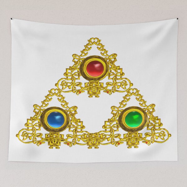 Item preview, MAGIC ELFIC TALISMAN /GOLD TRIANGLE WITH GEMSTONES IN WHITE designed and sold by BulganLumini.