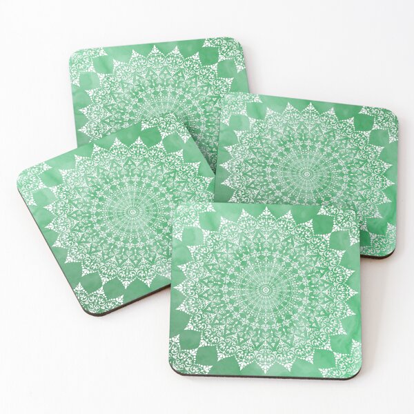 Item preview, Mandala dark green white marbled designed and sold by ChrissiCreation.