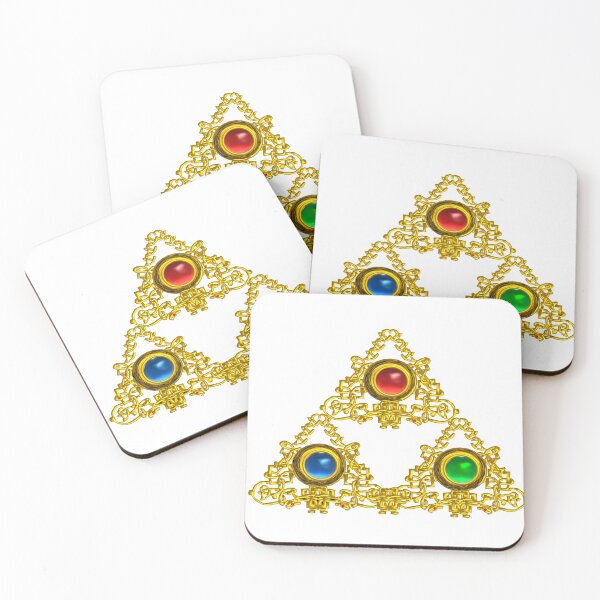 Item preview, MAGIC ELFIC TALISMAN /GOLD TRIANGLE WITH GEMSTONES IN WHITE designed and sold by BulganLumini.