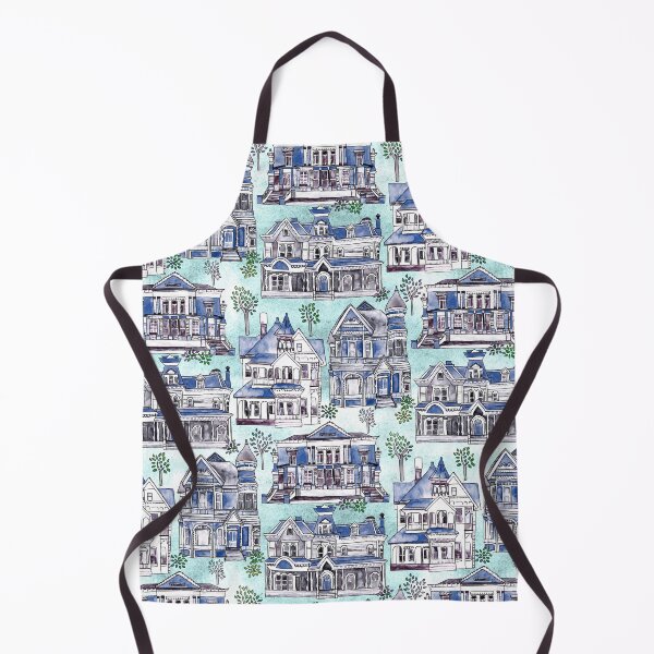 Item preview, Blue Watercolor Victorian Houses  designed and sold by TigaTiga.