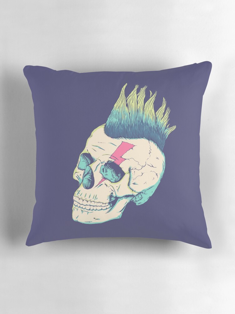 Thumbnail 3 of 4, Pillow, Skull Punk designed and sold by victorsbeard.