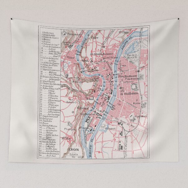 Item preview, Vintage Map of Lyon France (1900) designed and sold by BravuraMedia.