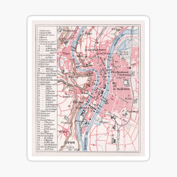 Item preview, Vintage Map of Lyon France (1900) designed and sold by BravuraMedia.