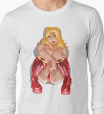 BBW Red Corset Boots Long Sleeve T-Shirt