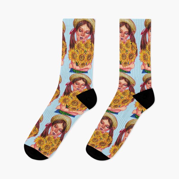 Item preview, Young girl with sunflowers bouquet. designed and sold by Colibri77.