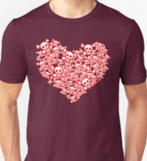 Red And White Emo Skull Heart Unisex T-Shirt