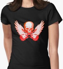 Rock Music Skull Guitar Women's Fitted T-Shirt