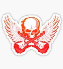Rock Music Skull Guitar Sticker