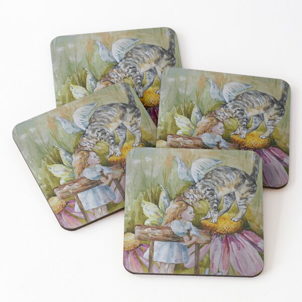 Item preview, A kind picture of a little girl and a gray cat with wings designed and sold by Elena Reutova.